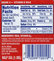 Grade A Vitamin D milk - Half Gal (1.89L)