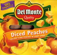 Diced Peaches - Yellow Cling Peaches In Light Syrup - 1LB. (453g)