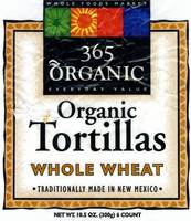 365 Organic - Whole Wheat Tortillas - 10.5 OZ. (300g) 6 COUNT