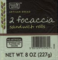 Artisan Bread - 2 Focaccia Sandwich Rolls - 8 OZ (227g)
